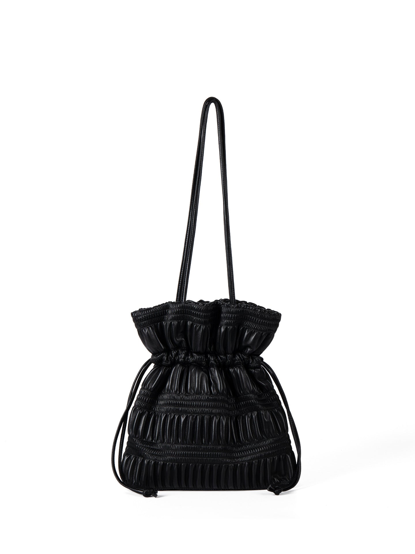 Designed Women's Vegan Leather Single Shoulder Drawstring Bucket Bag Torro