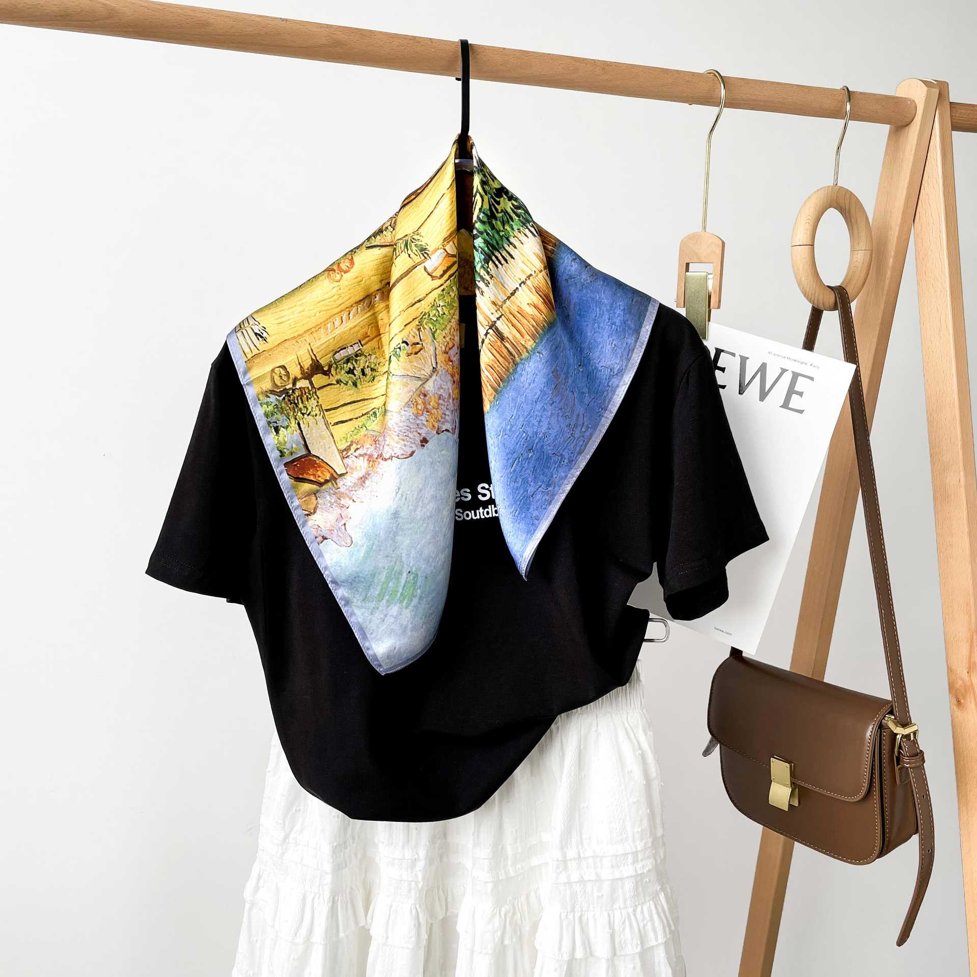 Women's 100% Mulberry Silk Scarves, Oil Printed in France