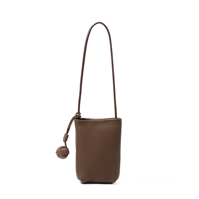 Designed Women's 100% Genuine Leather Small Single Shoulder or Crossbody Mobile Phone Bag Nice