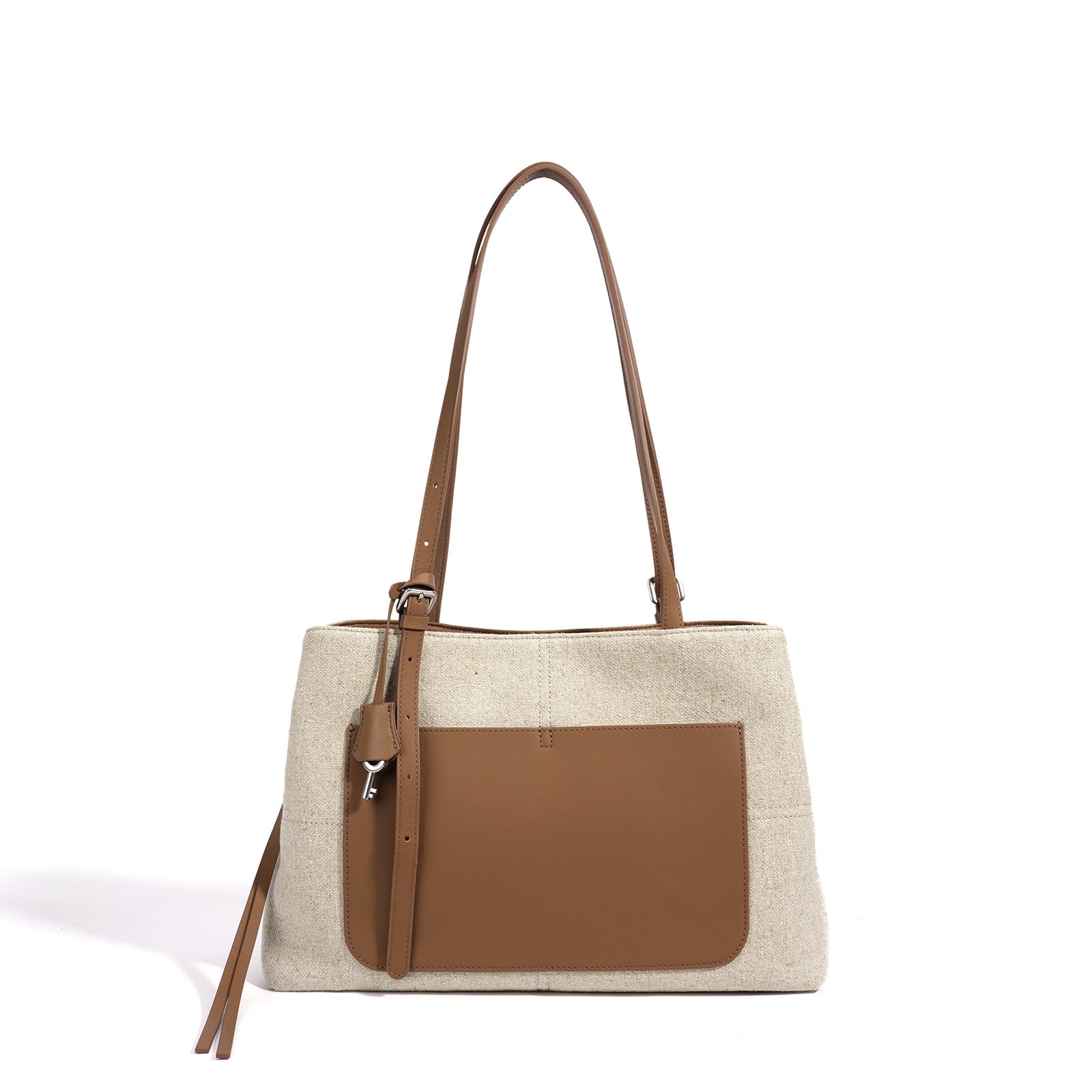 Designed Women's 100% Genuine Leather and Linen Fabric Single Shoulder Bag Niko