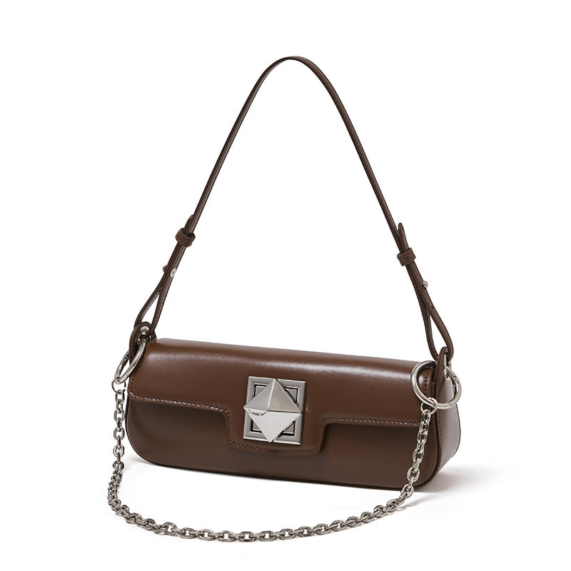 Designed Women's 100% Genuine Leather Single Shoulder Small Square Bag Uno