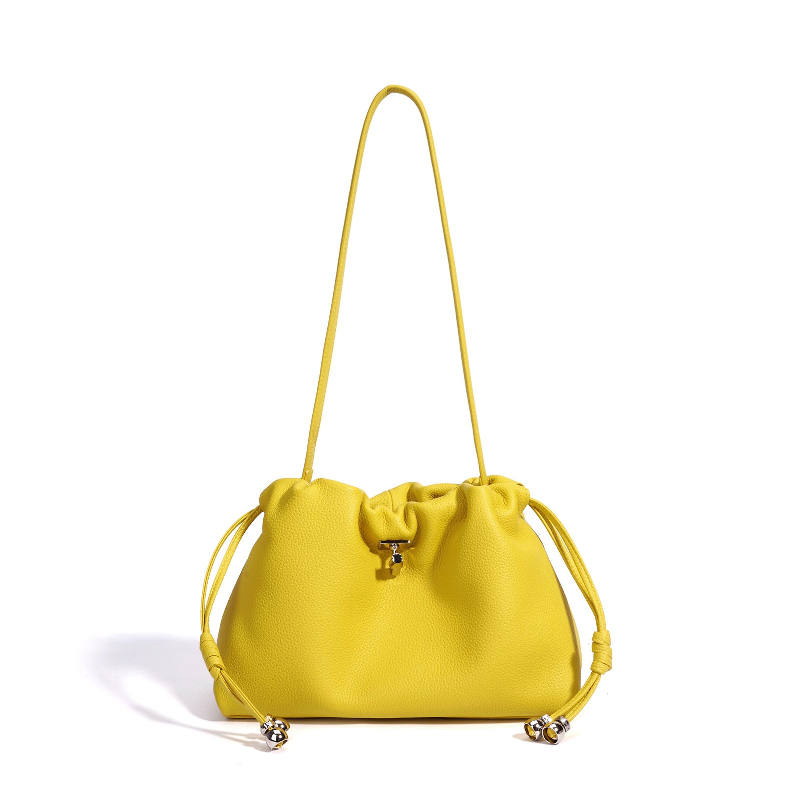 High-End Design Women's 100% Genuine Leather Single Shoulder Pleated Cloud Bag Roma