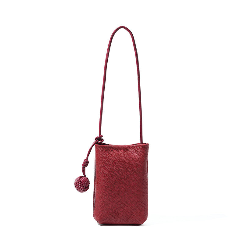 Designed Women's 100% Genuine Leather Small Single Shoulder or Crossbody Mobile Phone Bag Nice