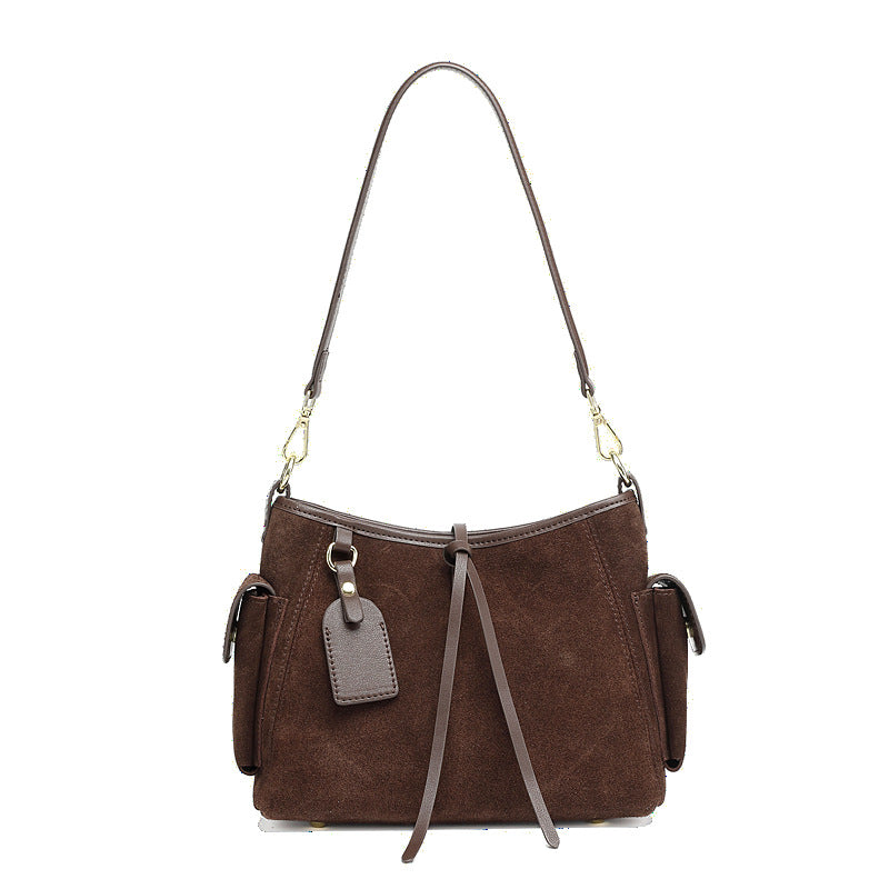 Designed Women's 100% Genuine Leather Suede Single Shoulder and Crossbody Solo