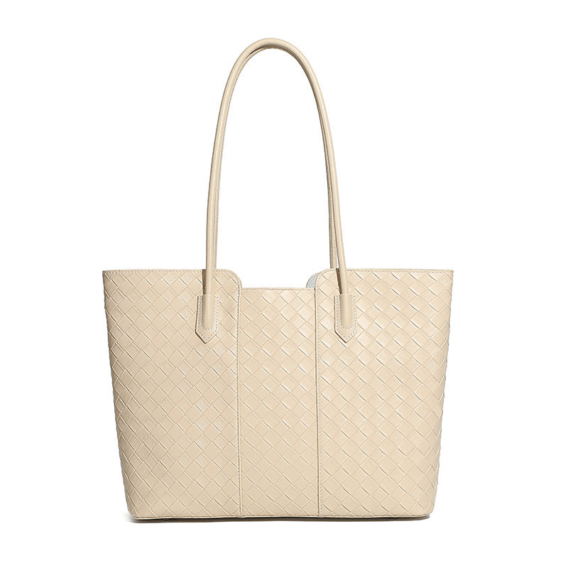 Designed Women's 100% Genuine Leather Single Shoulder Woven Tote Bag Sambuca