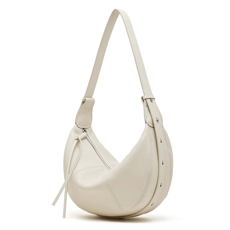 Designed Women's 100% Genuine Leather Single Shoulder and Crossbody Dumpling Bag Azur