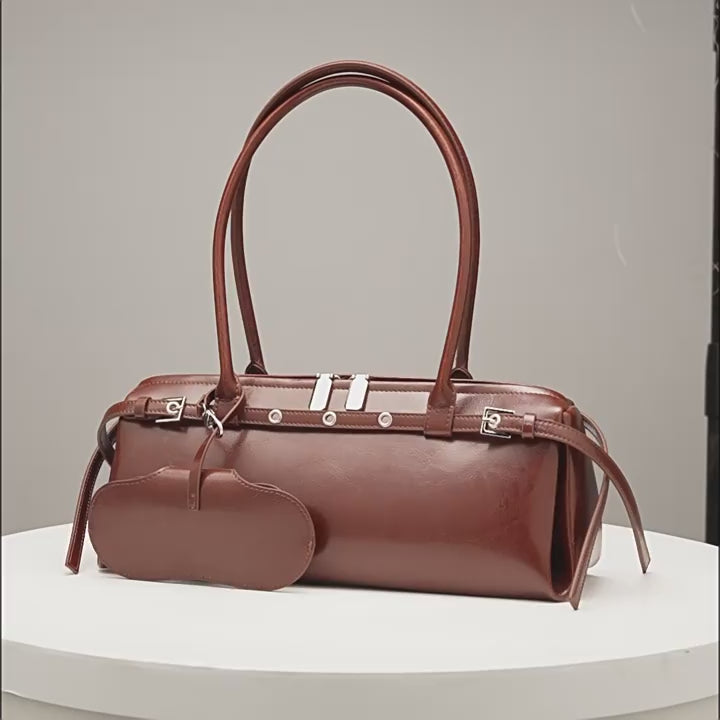 Underarm Long Style Baguette Women's 100% Genuine Leather Single Shoulder Bag Villa