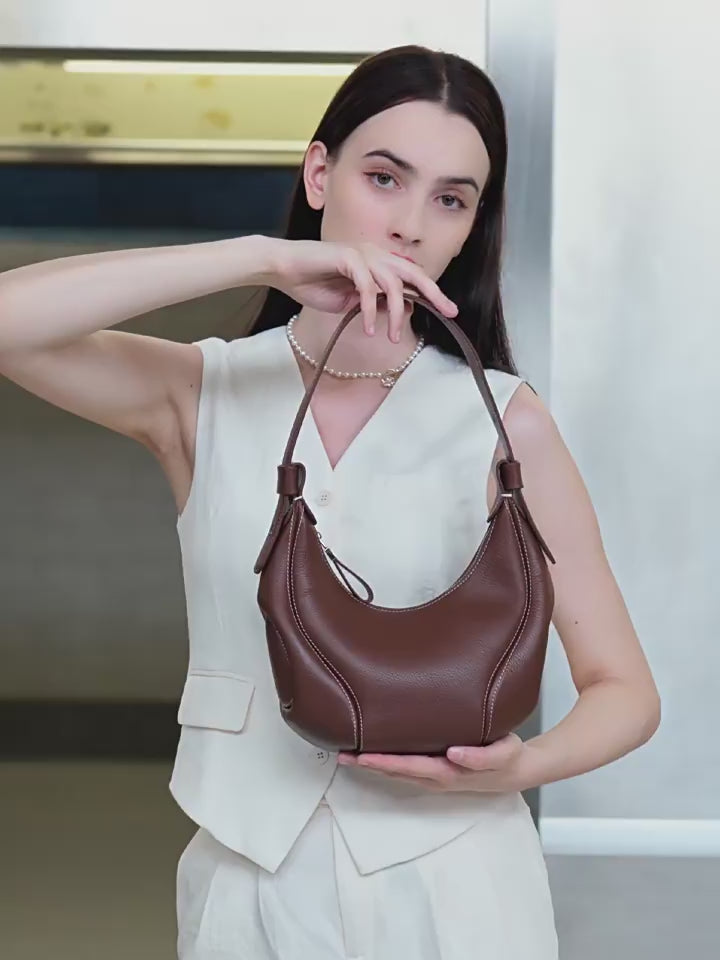 High-End Design Women's 100% Genuine Leather Single Shoulder or Crossbody Bag Olivia