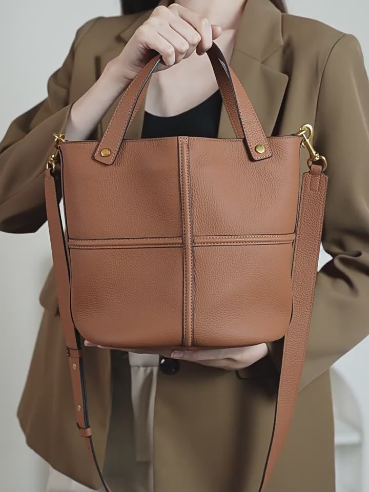 High-End Designed Women's 100% Genuine Leather Single and Cross Shoulder Tote Bag Nelly