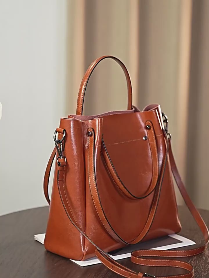 High-End Design Women's 100% Genuine Leather Tote Bag Faro