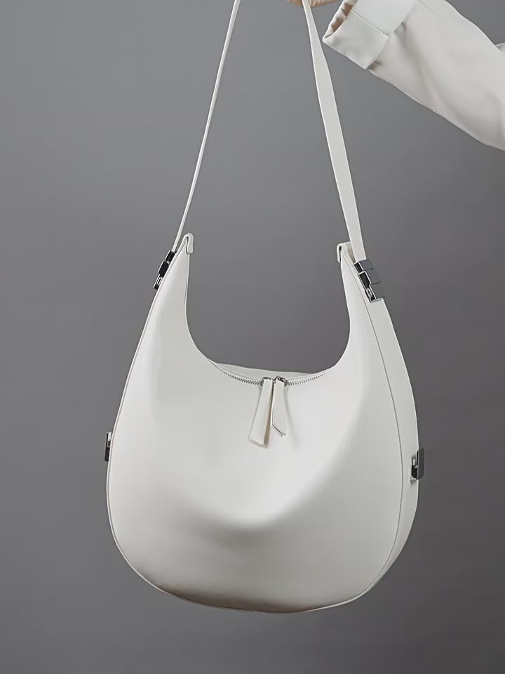 High-End Designed Women's 100% Genuine Leather Single Shoulder and Crossbody Dumpling Bag Oxford