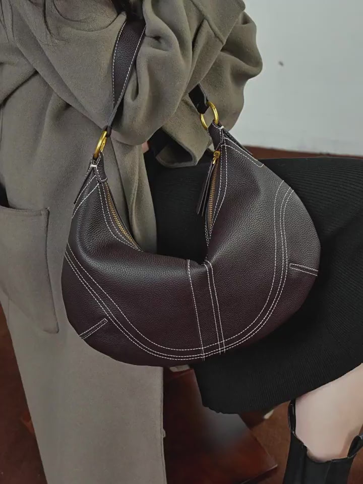High-End Design Women's 100% Genuine Leather Single Shoulder and Crossbody Bag Roze