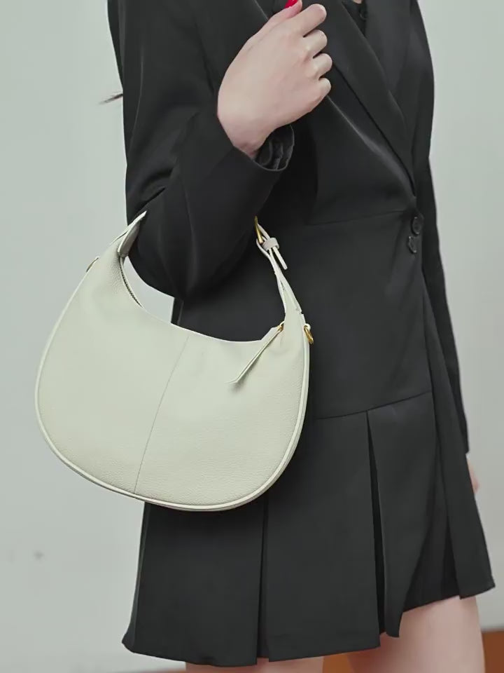 High-End Design Women's 100% Genuine Leather Single Shoulder Dumpling Bag Santa Ana