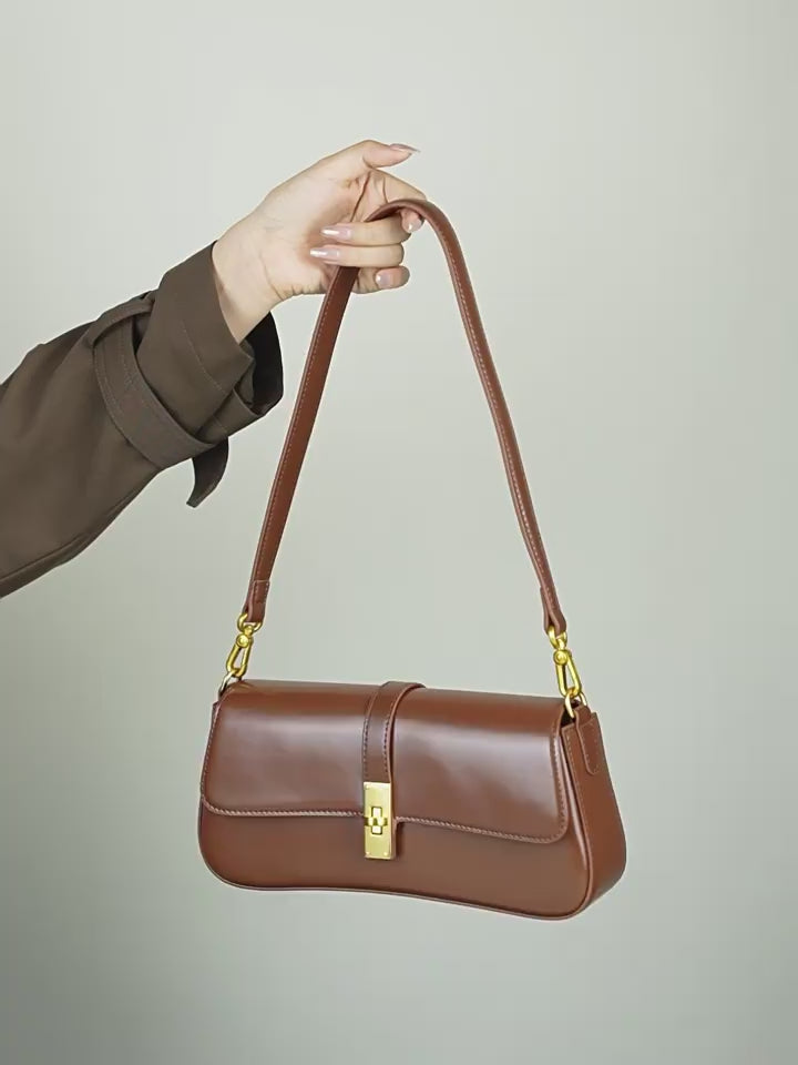 Korean Style Baguette Women's 100% Genuine Leather Single Shoulder or Crossbody Bag Ontario