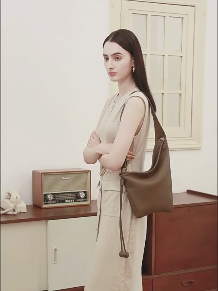 High-End Women's 100% Genuine Leather Single Shoulder Crossbody Unique Asymmetrical Design Madrid