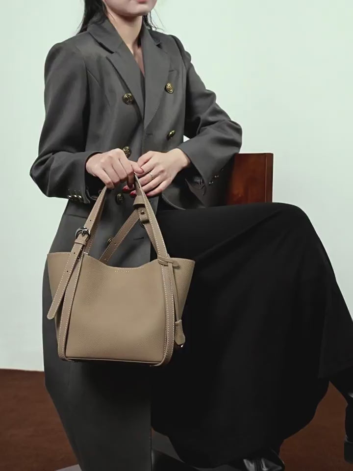 High-End Design Women's Bag 100% Genuine Leather Basket Bag Minnesota