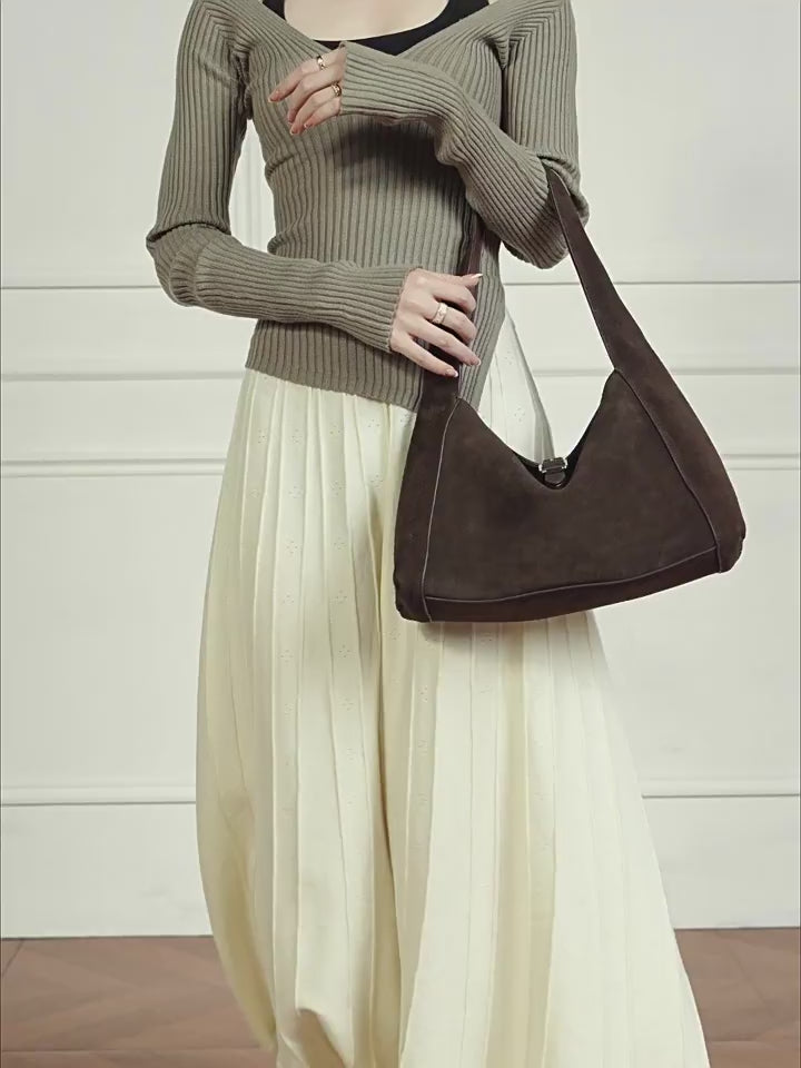 Women's Bag 100% Genuine Leather Suede Single Shoulder Bag Roche