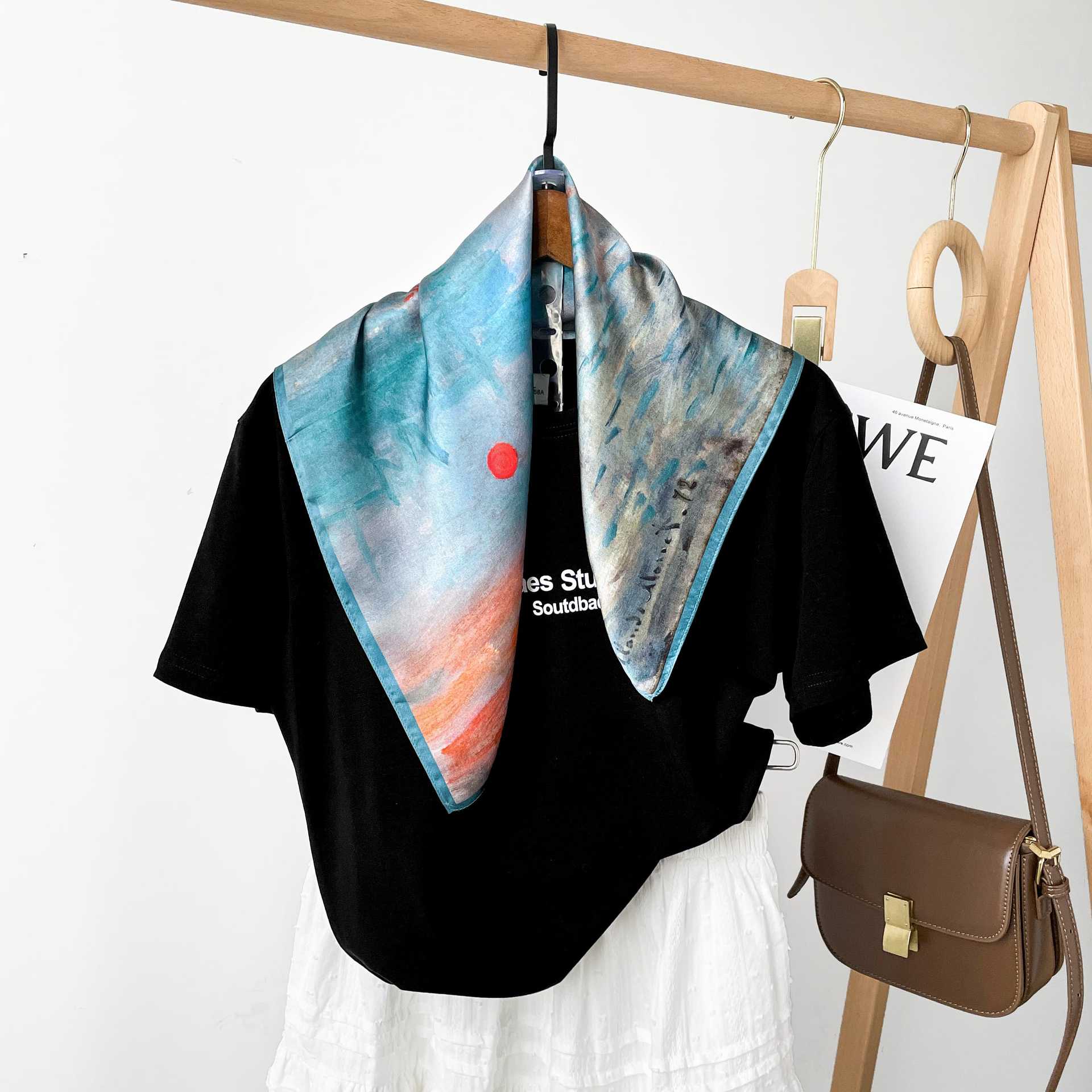 Women's 100% Mulberry Silk Scarves, Oil Printed in France