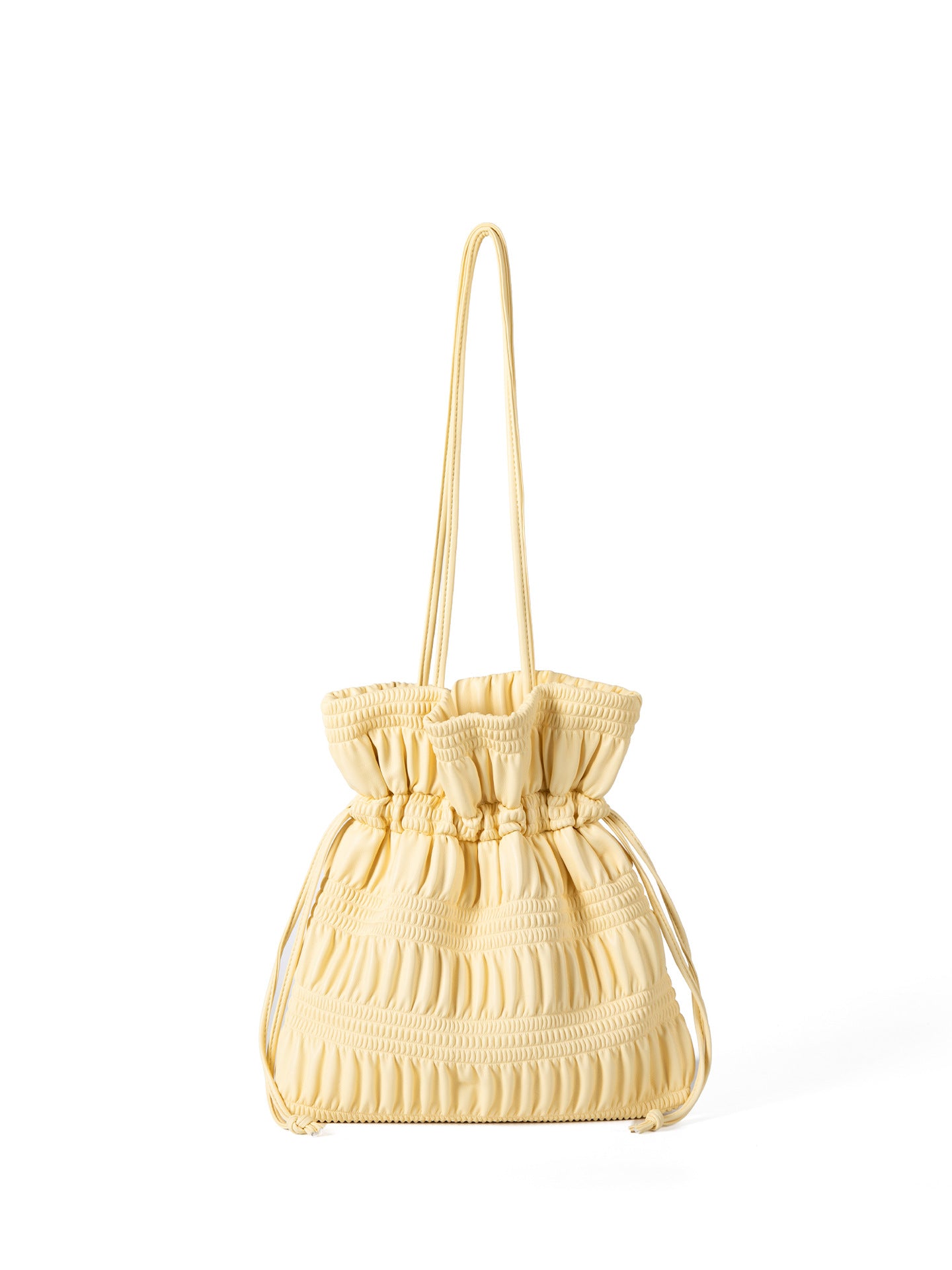 Designed Women's Vegan Leather Single Shoulder Drawstring Bucket Bag Torro